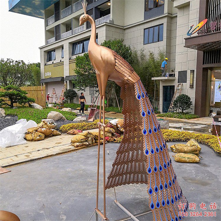 城市孔雀铜雕厂家 黄铜动物铜雕