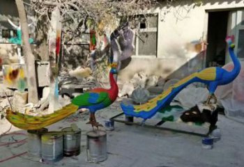 黄铜绿孔雀铜雕厂家 仿古动物铜雕