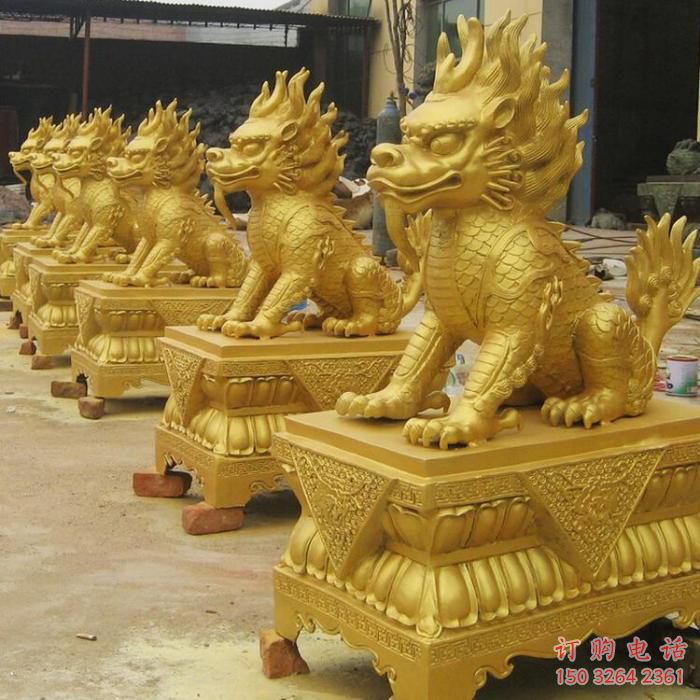 彩绘独角兽铜雕厂家 仿古动物铜雕