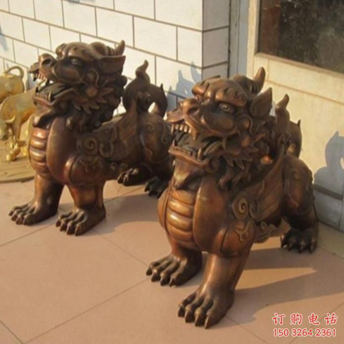 黄铜独角兽铜雕 仿古动物铜雕厂
