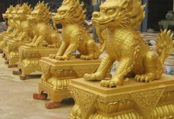 彩绘独角兽铜雕厂家 仿古动物铜雕
