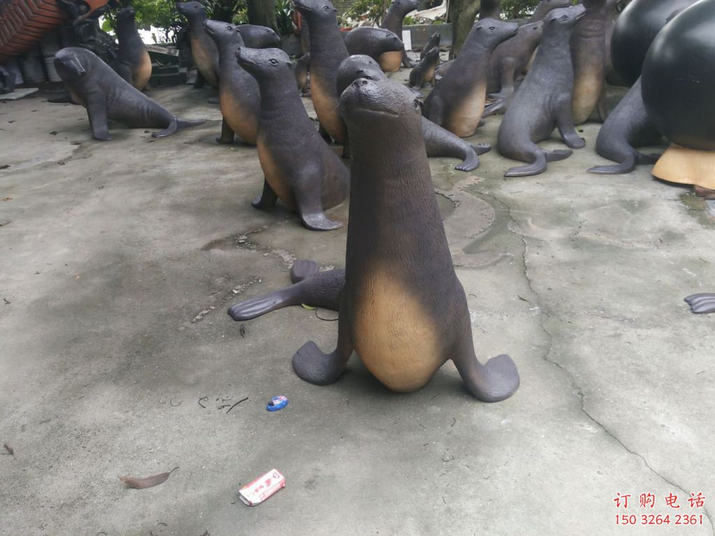 街头海豹铜雕厂家 城市动物铜雕