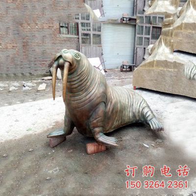 广场海豹铜雕厂家 青铜动物铜雕