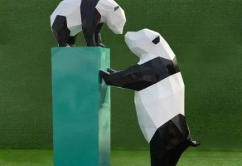 别墅大熊猫铜雕厂家 公园动物铜雕