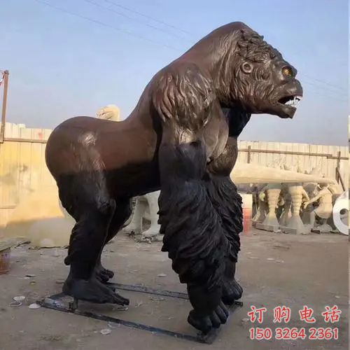 别墅大猩猩铜雕厂家 公园动物铜雕