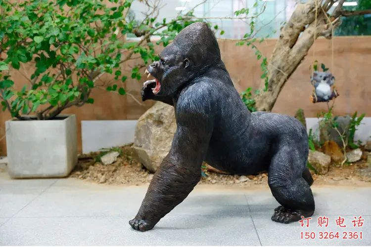 仿古大猩猩铜雕厂家 彩绘动物铜雕