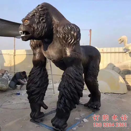 城市大猩猩铜雕厂家 黄铜动物铜雕