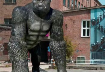 青铜大猩猩铜雕厂家 公园动物铜雕