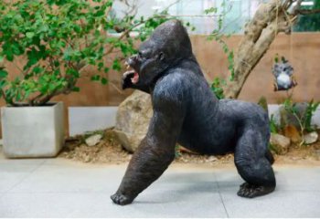 仿古大猩猩铜雕厂家 彩绘动物铜雕