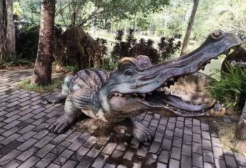 青铜鳄鱼铜雕厂家 公园动物铜雕