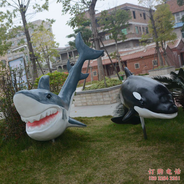 彩绘鲨鱼铜雕厂家 仿古动物铜雕