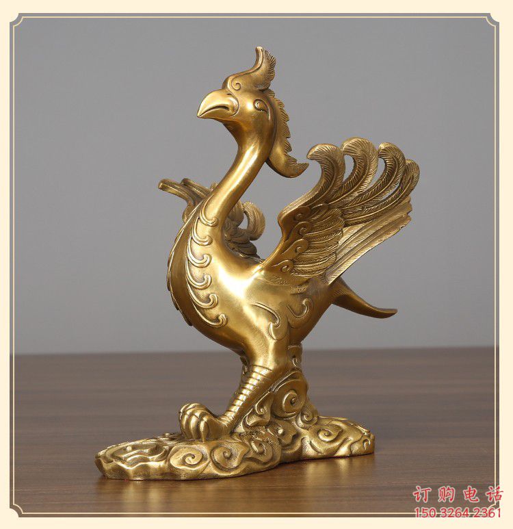 黄铜朱雀铜雕 仿古动物铜雕厂