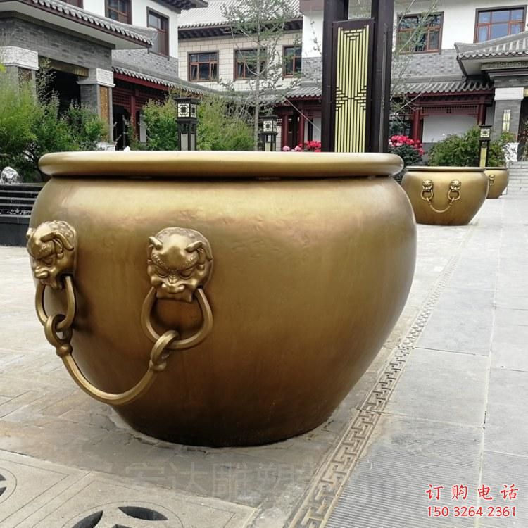 青铜水缸铜雕厂家 公园工艺品铜雕