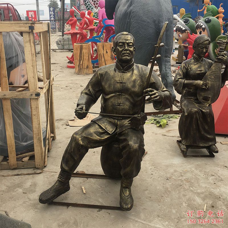 仿古琵琶铜雕厂家 彩绘工艺品铜雕