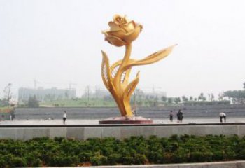 青铜玫瑰花铜雕厂家 公园工艺品花朵铜雕