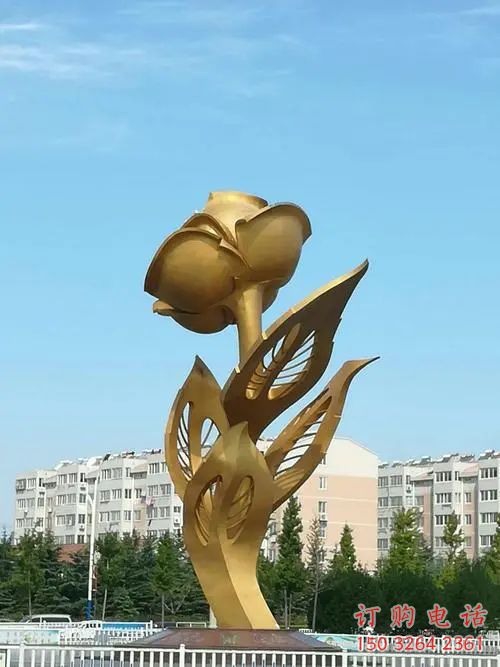 公园玫瑰花铜雕厂家 街头工艺品花朵铜雕