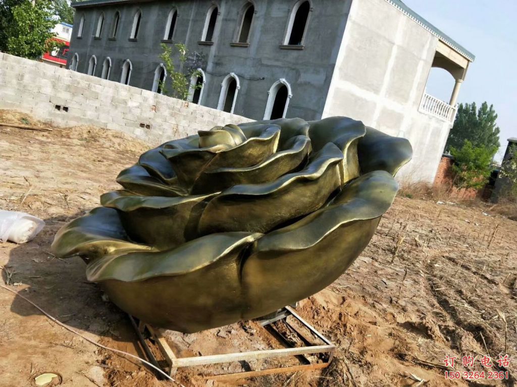 玫瑰花铜雕厂家 抽象工艺品花朵铜雕