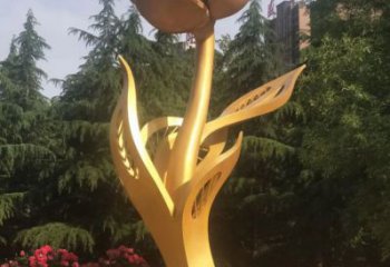 彩绘玫瑰花铜雕厂家 仿古工艺品花朵铜雕