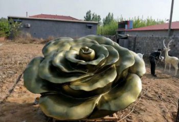 办公室玫瑰花铜雕厂家 黄铜工艺品花朵铜雕