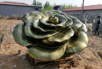 仿古玫瑰花铜雕厂家 彩绘工艺品花朵铜雕