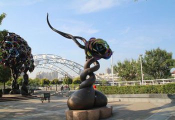 仿古月季花铜雕厂家 彩绘工艺品铜雕