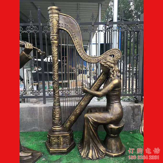 广场吉他铜雕厂家 青铜工艺品铜雕