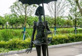 街头雨伞铜雕厂家 城市工艺品铜雕