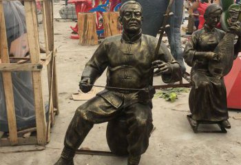 彩绘二胡铜雕厂家 仿古工艺品铜雕