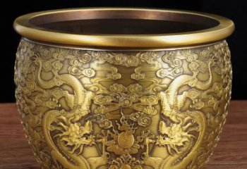 彩绘聚宝盆铜雕厂家 仿古工艺品铜雕