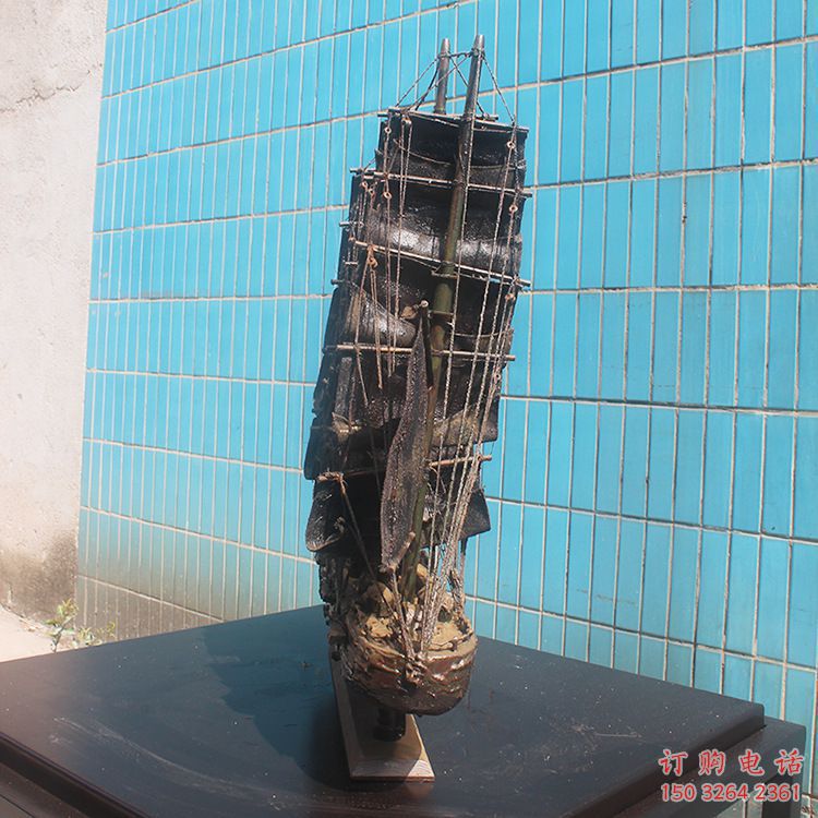 抽象帆船铜雕厂家 办公室工艺品铜雕