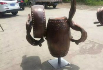 紫铜锣鼓铜雕厂家 仿古工艺品铜雕