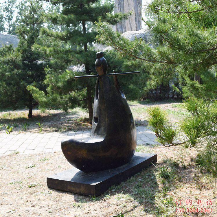 抽象笛子铜雕厂家 办公室工艺品铜雕
