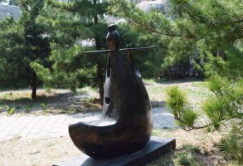 抽象笛子铜雕厂家 办公室工艺品铜雕