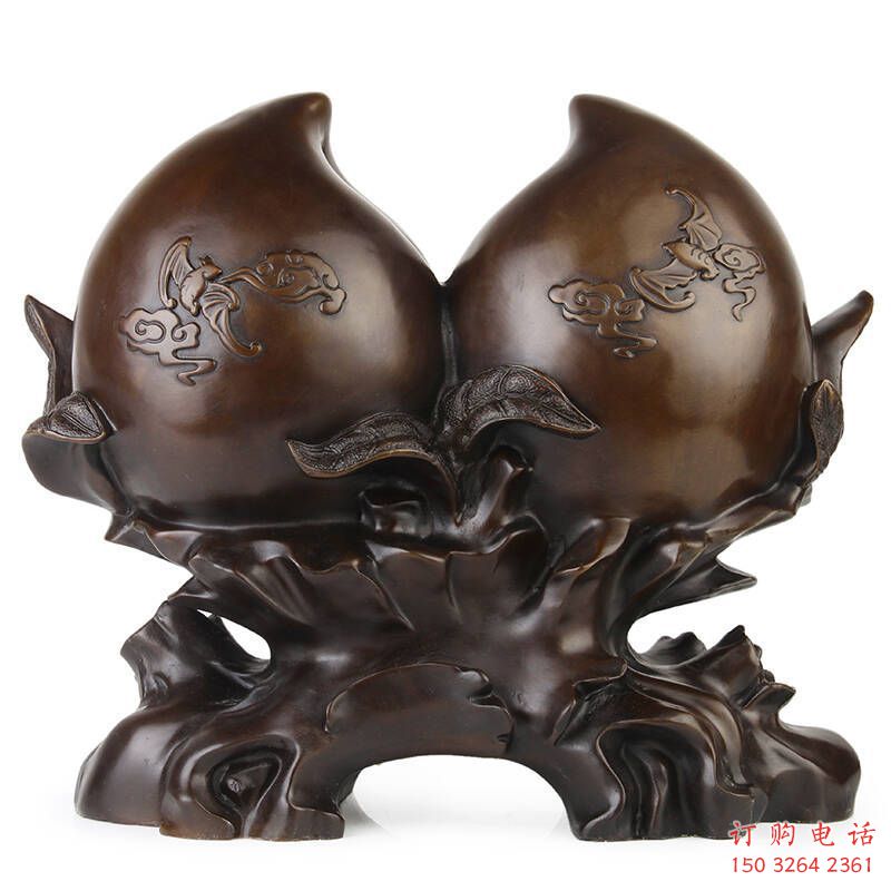 紫铜寿桃铜雕厂家 仿古工艺品铜雕