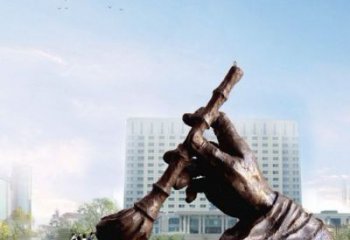 抽象毛笔铜雕厂家 办公室工艺品铜雕