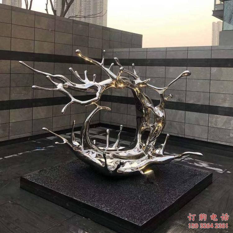 抽象浪花铜雕厂家 办公室工艺品铜雕