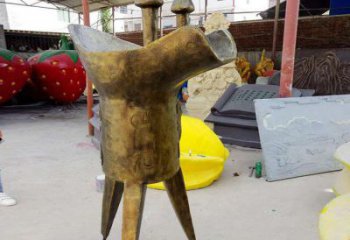 抽象高脚杯铜雕厂家 办公室工艺品铜雕