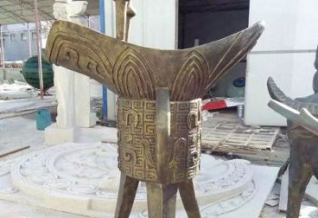仿古高脚杯铜雕厂家 彩绘工艺品铜雕