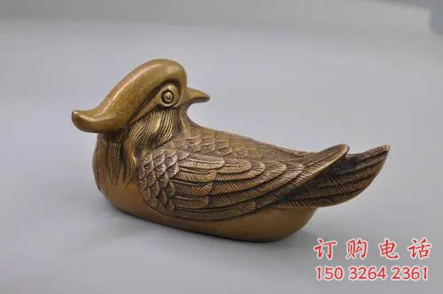 仿古鸳鸯戏水铜雕厂家 彩绘工艺品铜雕