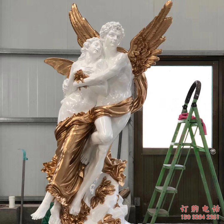 仿古爱神铜雕厂家 彩绘西方人铜雕
