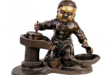 青铜磨盘铜雕厂家 公园工艺品铜雕