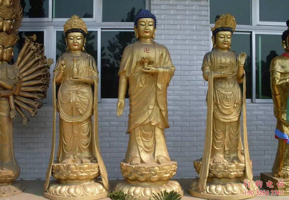 三圣佛像厂家 西方三圣佛像铜雕 三圣佛像厂家 西方三圣佛像铜雕