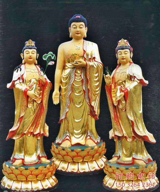 青铜三圣佛像厂家 仿古西方三圣佛像铜雕 青铜三圣佛像厂家 仿古西方三圣佛像铜雕