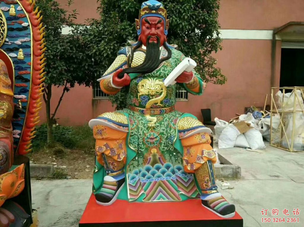 彩绘关羽佛像厂家 紫铜佛像铜雕
