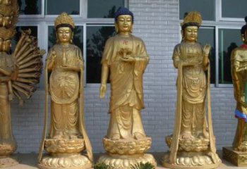 三圣佛像厂家 西方三圣佛像铜雕