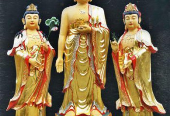 青铜三圣佛像厂家 仿古西方三圣佛像铜雕