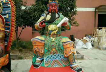彩绘关羽佛像厂家 紫铜佛像铜雕