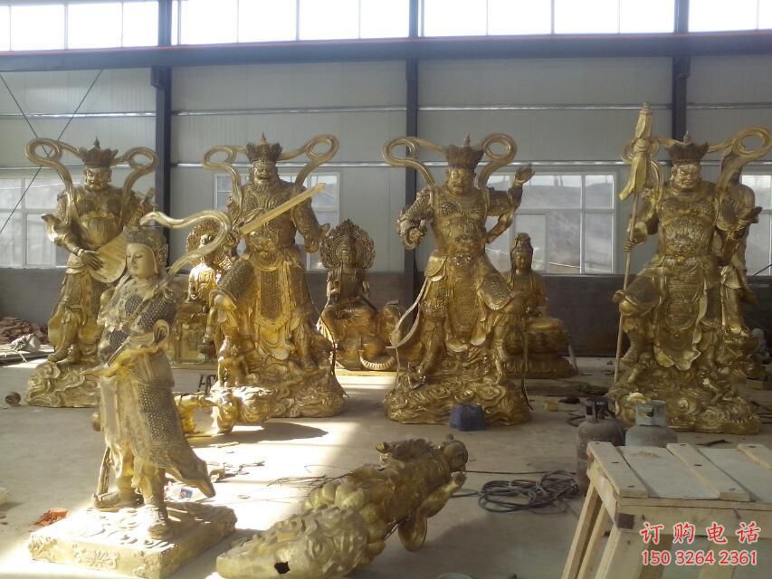 仿古四大天王佛像厂家 铸铜佛像铜雕