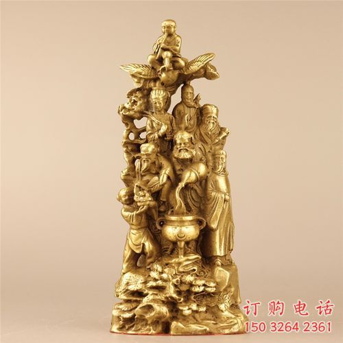彩绘八仙佛像厂家 紫铜佛像铜雕