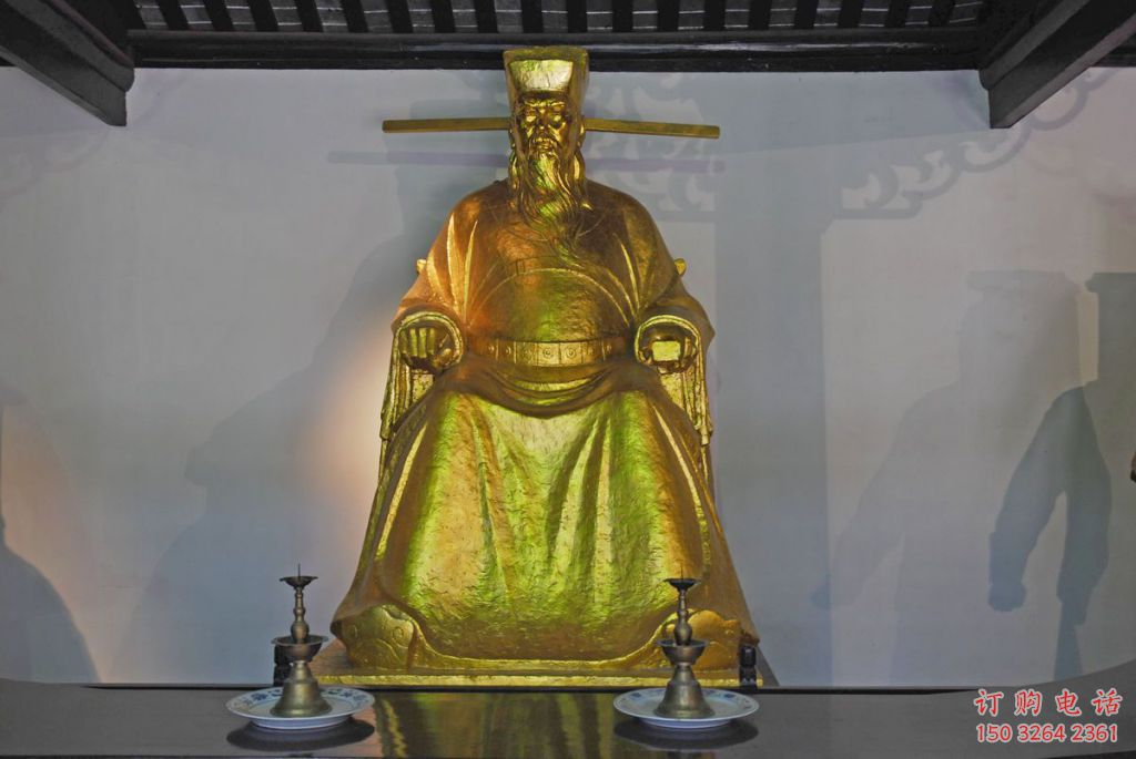 彩绘包拯神像厂家 紫铜包青天神像铜雕
